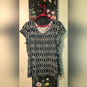 Lilly Pulitzer Navy and White Lattice Print Blouse